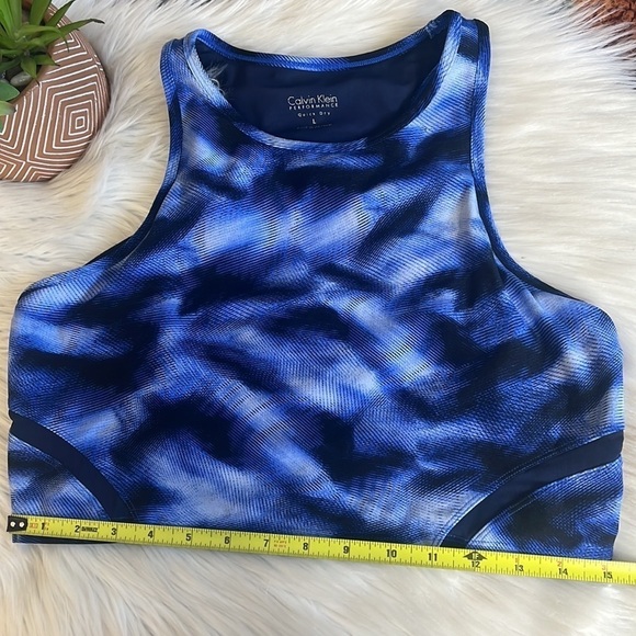 calvin klein • mesh performance quick dry sport bra in tidal blue - Picture 7 of 8